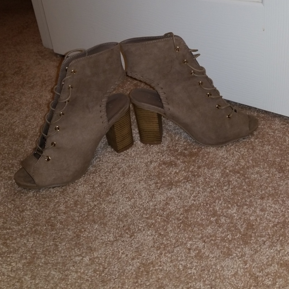 Nude suede platform sandals